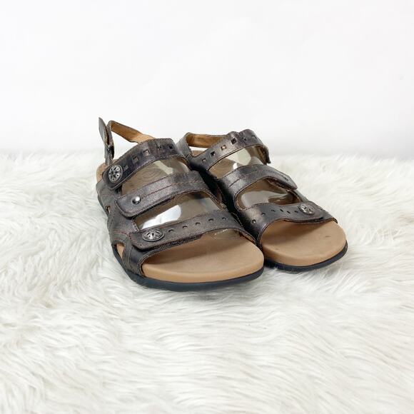 Rockport 8.5 Womens Brown Metallic Leather Gladiator Comfort Sandals - Picture 1 of 10